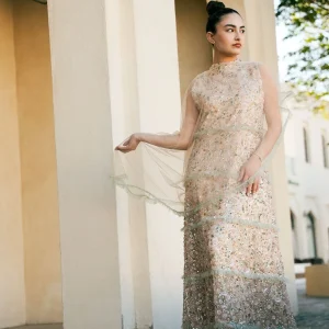 Opulent Blossom Embroidered Evening Gown