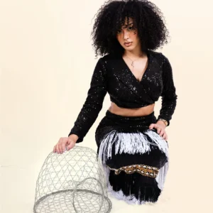 Black with White Tassels