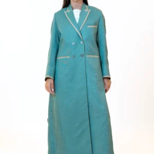 Teal Green Blazer with cream collar