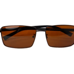 Matte Brown Metal Rectangle Frame Sunglasses