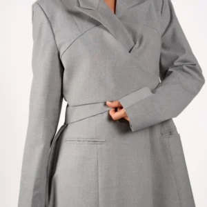 Grey Wrap Style Blazer