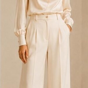 Draped Blouse w Wide- Leg Trouser