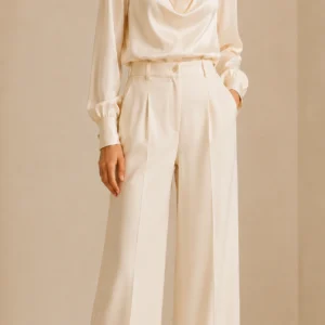Draped Blouse w Wide- Leg Trouser