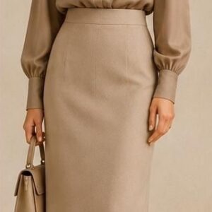 High- Neck Blouse w Maxi Skirt