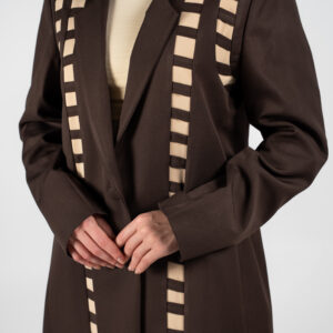 Mocha w/ beige contrast design blazer